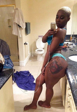 Young black girlfriend shows her selfies